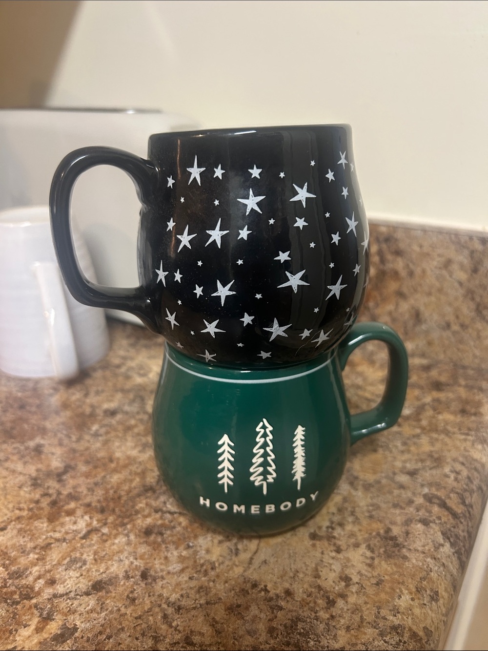 Starbucks Green Forest Ceramic Mug & Black Starry Ceramic Mug - Set